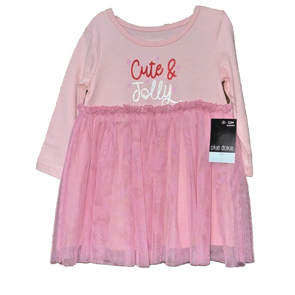Okie Dokie Pink Christmas Dress Size 12 Month MSRP $26‎